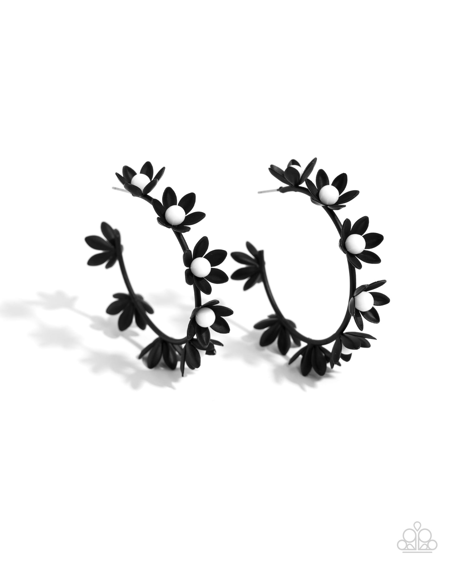 Flower Vine - Black& White Earrings - Paparazzi Accessories