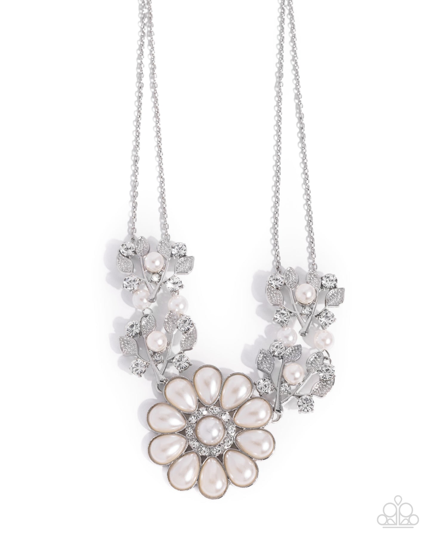 Sprouting Shimmer - White Necklace - Paparazzi Accessories