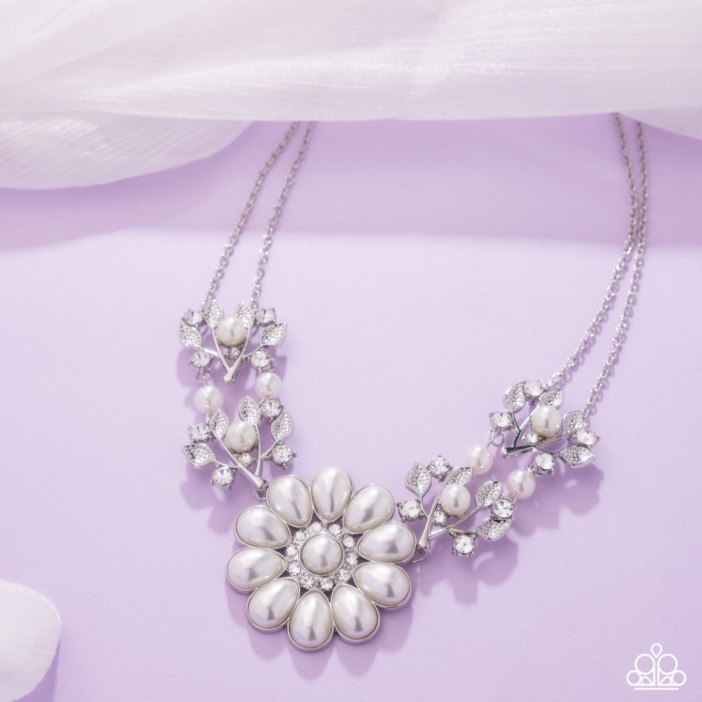 Sprouting Shimmer - White Necklace - Paparazzi Accessories