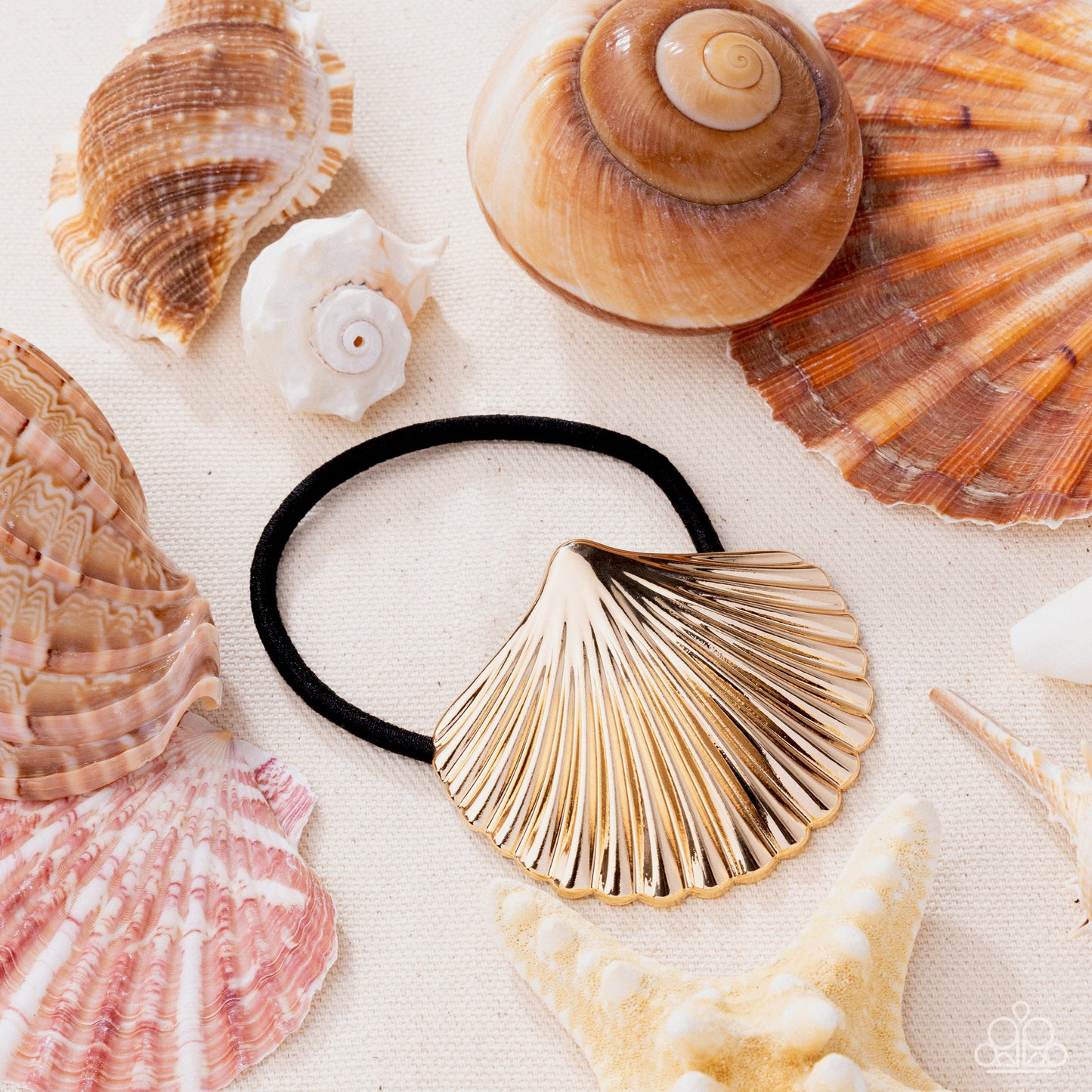 Short Seashell - Gold Hair Tie - Paparazzi Accessories