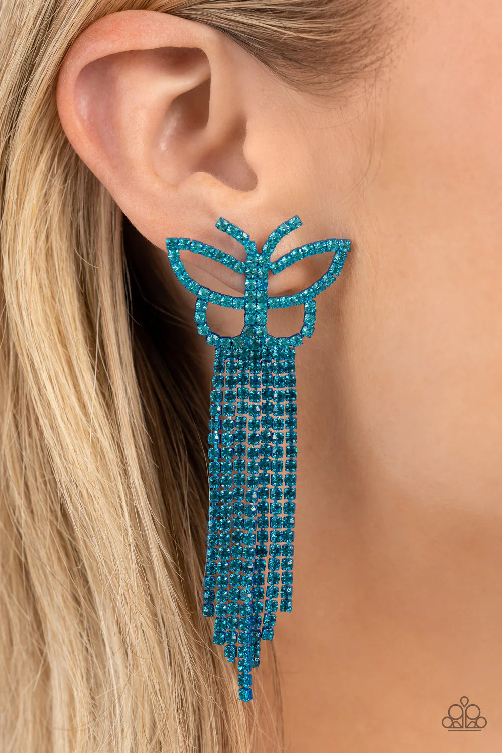 Billowing Butterflies - Blue Earrings - Paparazzi Accessories