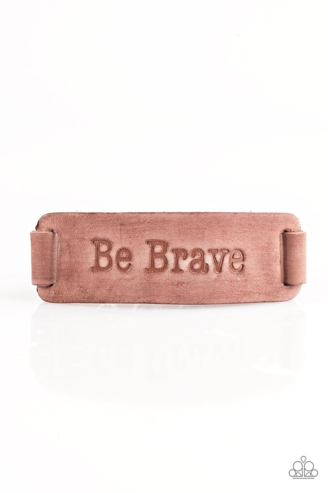 Put On A Brave Face - Brown Urban Bracelet -Paparazzi Accessories - Paparazzi Accessories