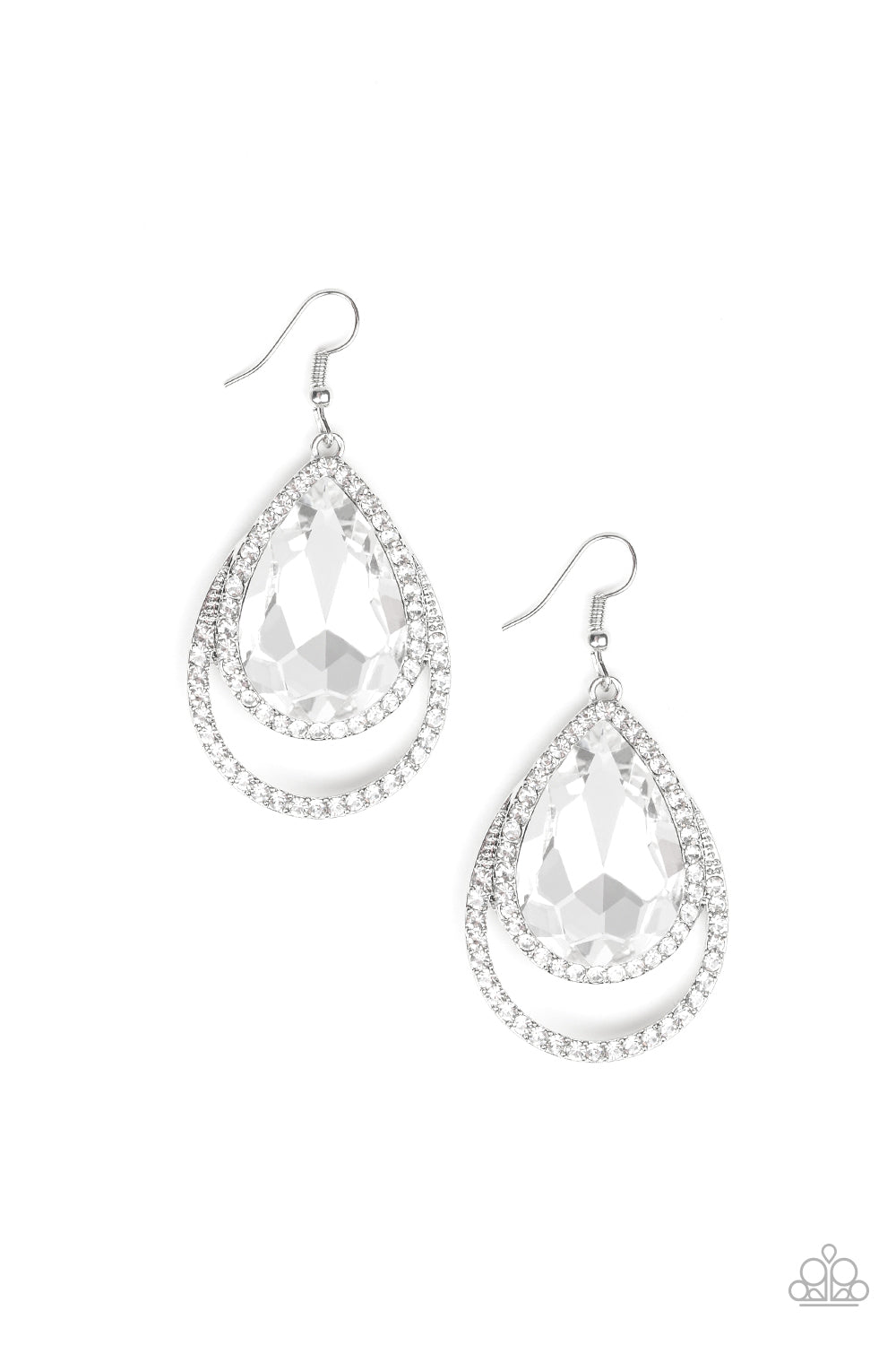 Famous White Earring - Paparazzi Accessories - Paparazzi Accessories