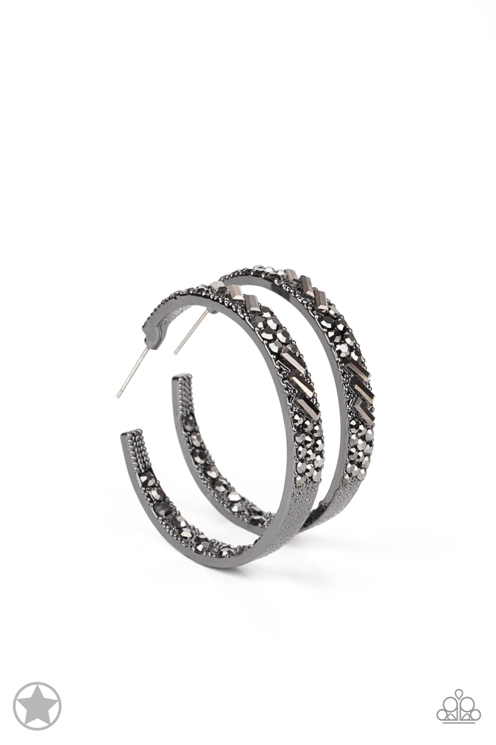 GLITZY By Association - Black Blockbuster Earrings - Paparazzi Accessories