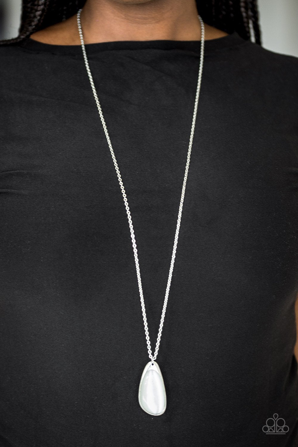 Magically Modern White Moonstone Necklace - Paparazzi Accessories