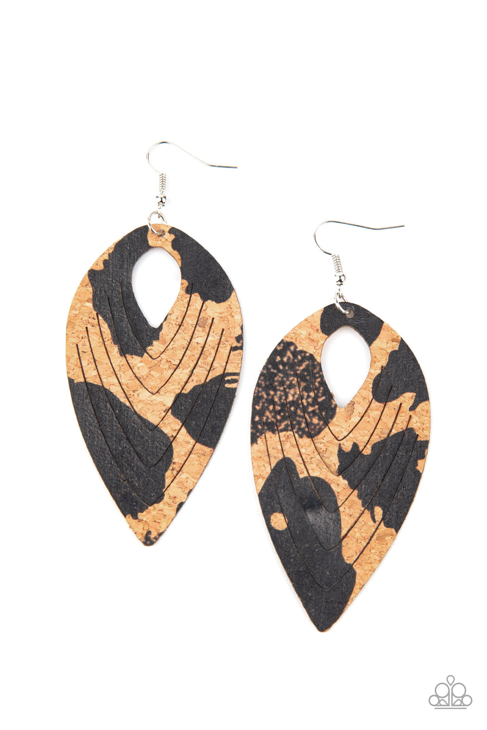 Cork Cabana - Black Earrings - Paparazzi Earrings - Paparazzi Accessories