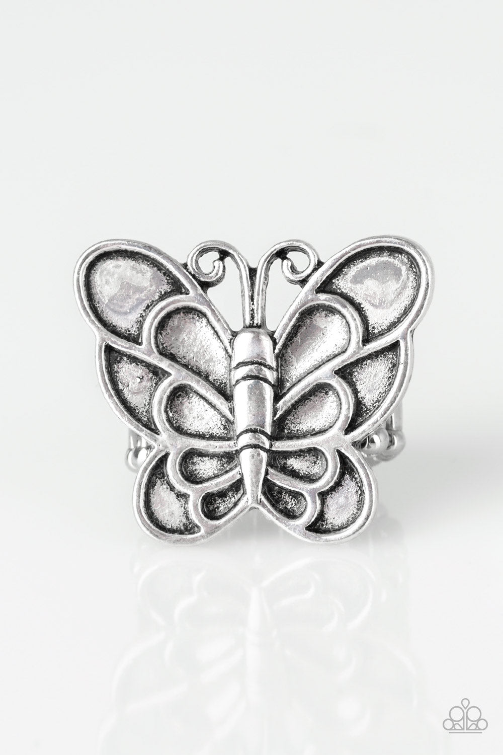 Sky High Butterfly - Silver Ring - Paparazzi Accessories - Paparazzi Accessories
