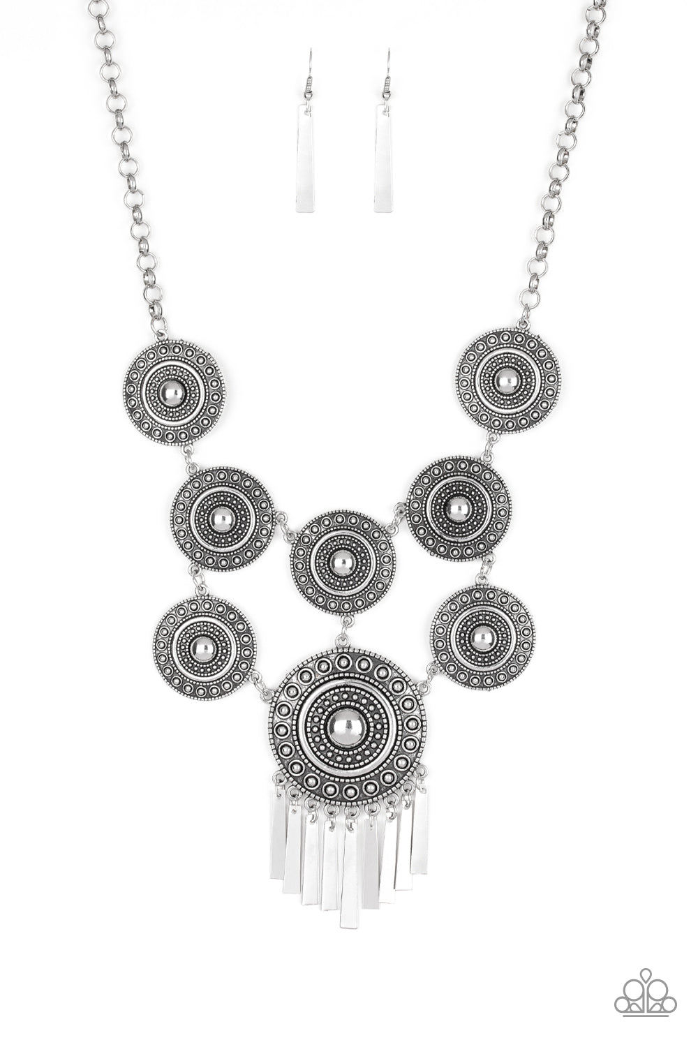 Modern Medalist Silver Necklace - Paparazzi Accessories - Paparazzi Accessories
