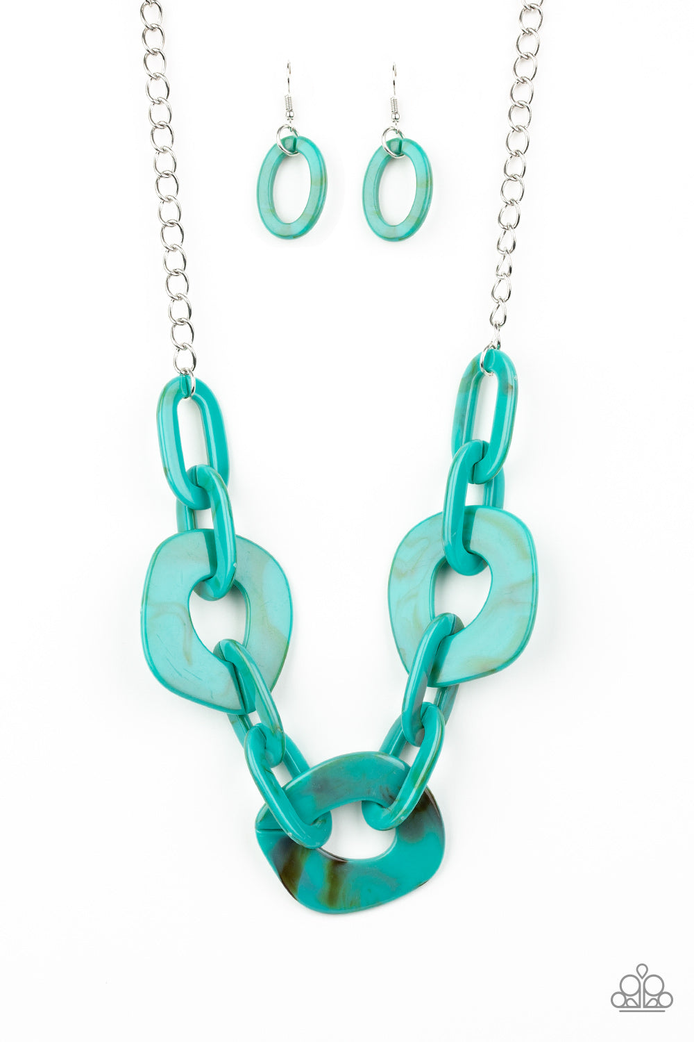 Courageously Chromatic - Teal Blue Acrylic Necklace - Paparazzi Accessories