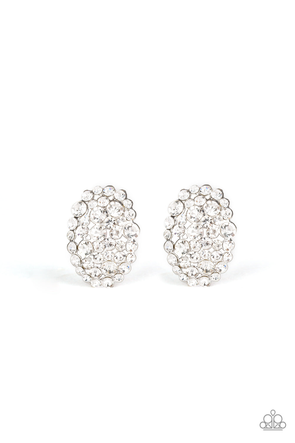Daring Dazzle - White Post Earring - Paparazzi Accessories - Paparazzi Accessories
