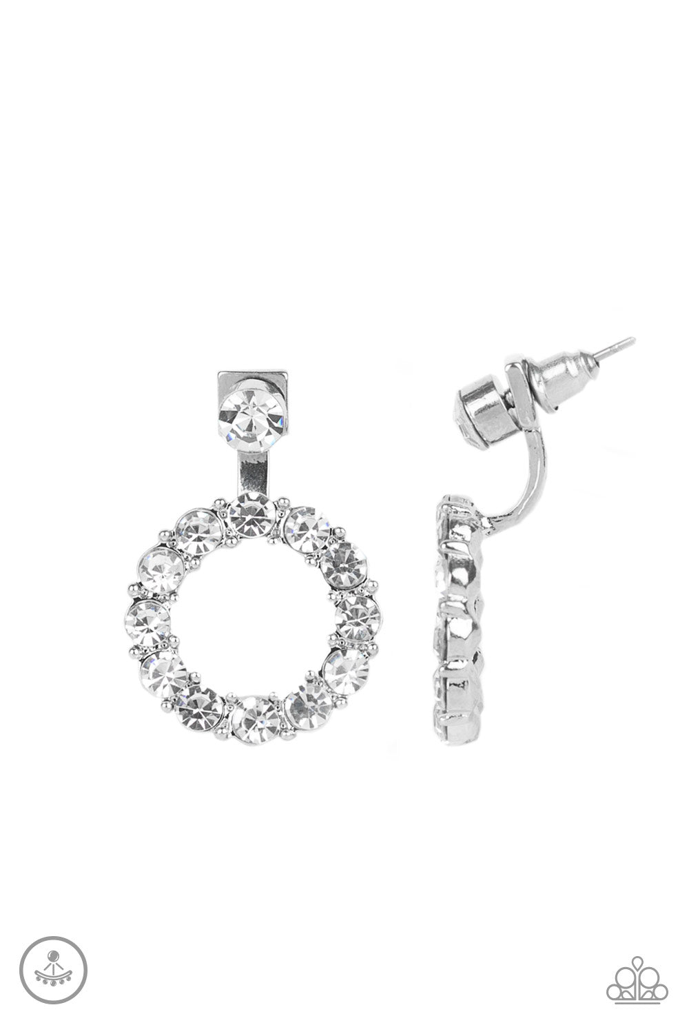 Diamond Halo - White Earrings - Paparazzi Accessories - Paparazzi Accessories
