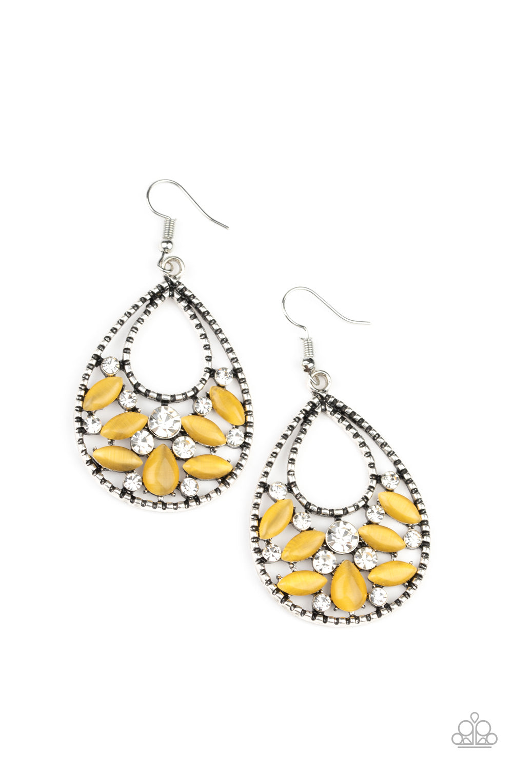 Dewy Dazzle - Yellow Earrings - Paparazzi Accessories - Paparazzi Accessories