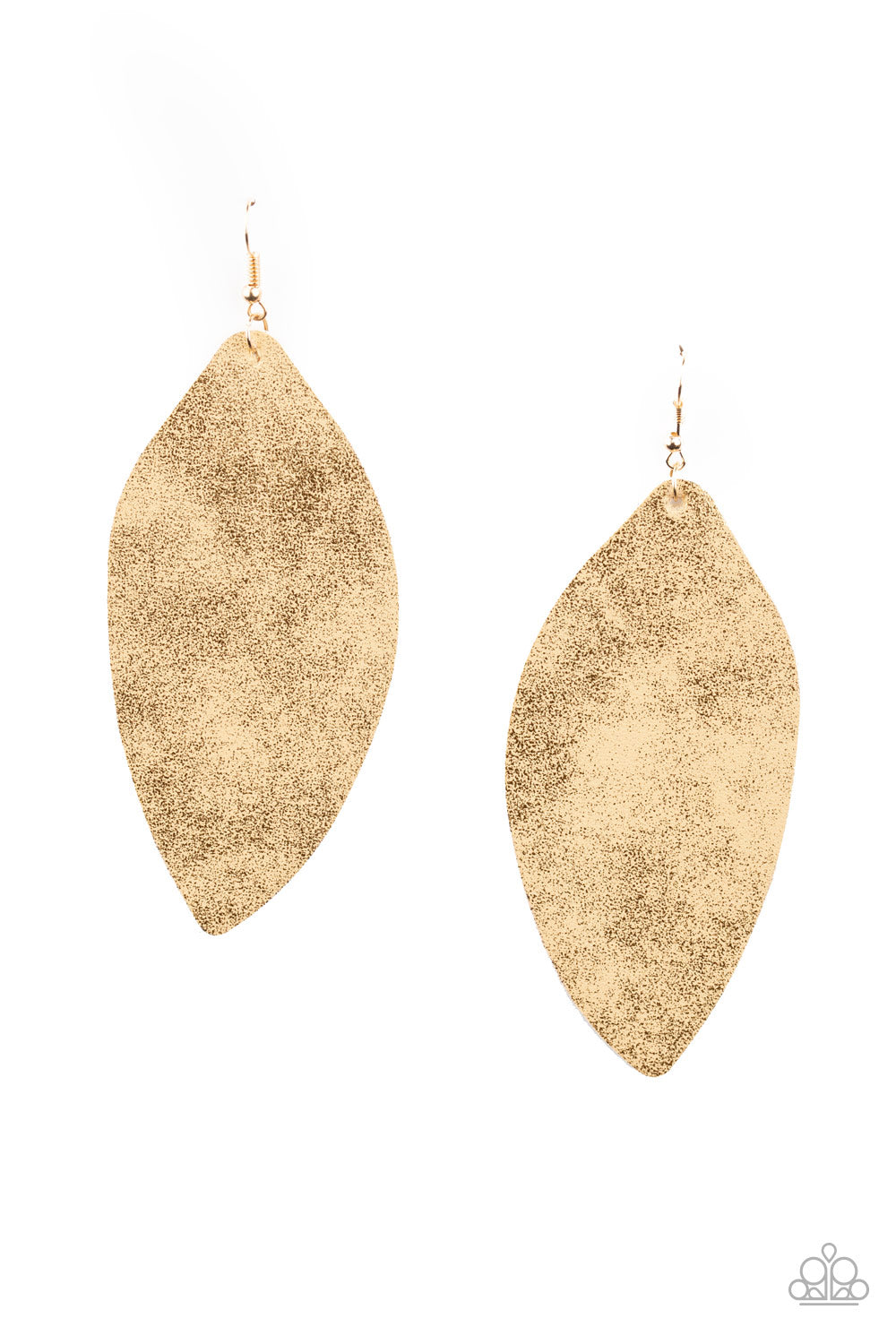 Serenely Smattered - Gold Leather Earrings - Paparazzi Accessories - Paparazzi Accessories