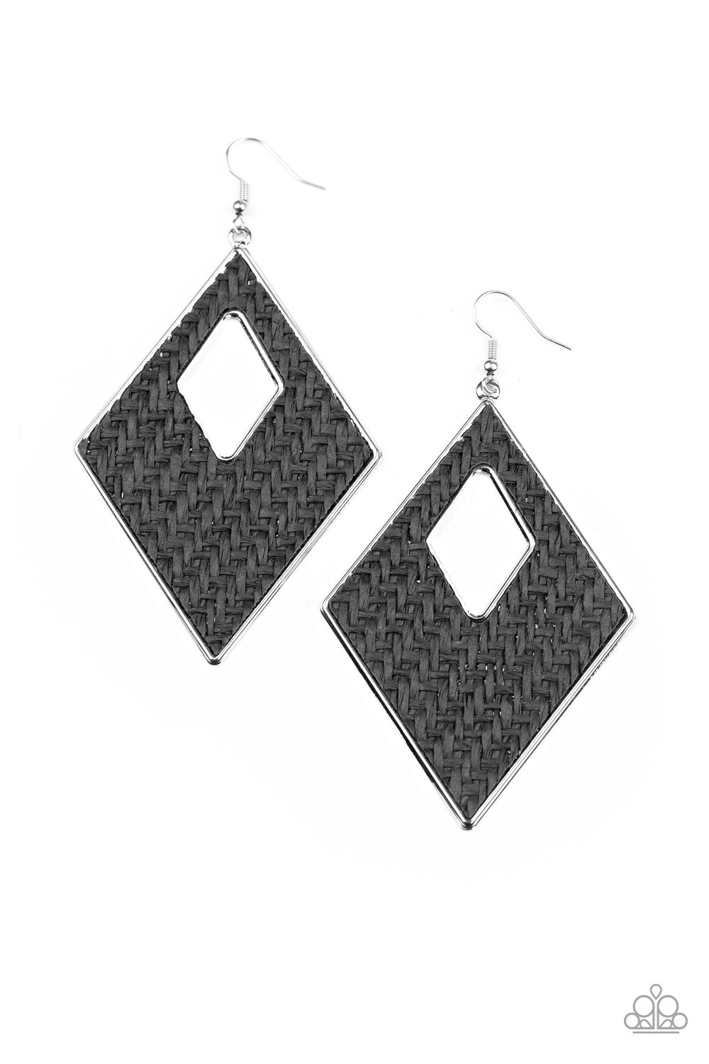 Woven Wanderer - Black Earrings - Paparazzi Accessories - Paparazzi Accessories