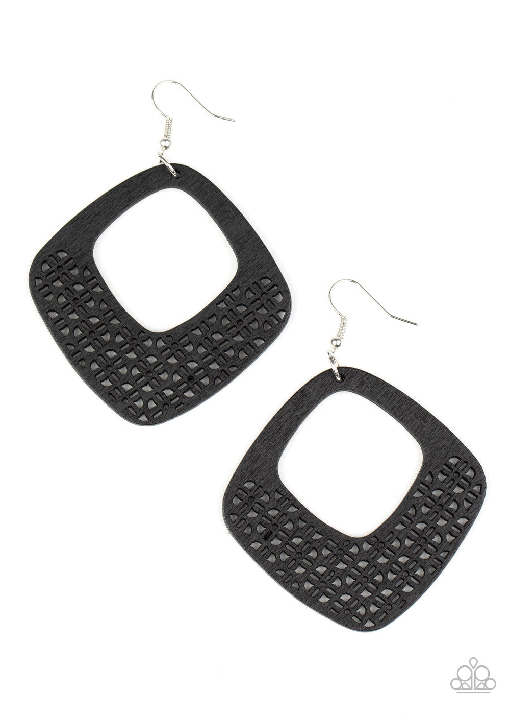 WOOD You Rather - Black Earrings- Paparazzi Accessories - Paparazzi Accessories
