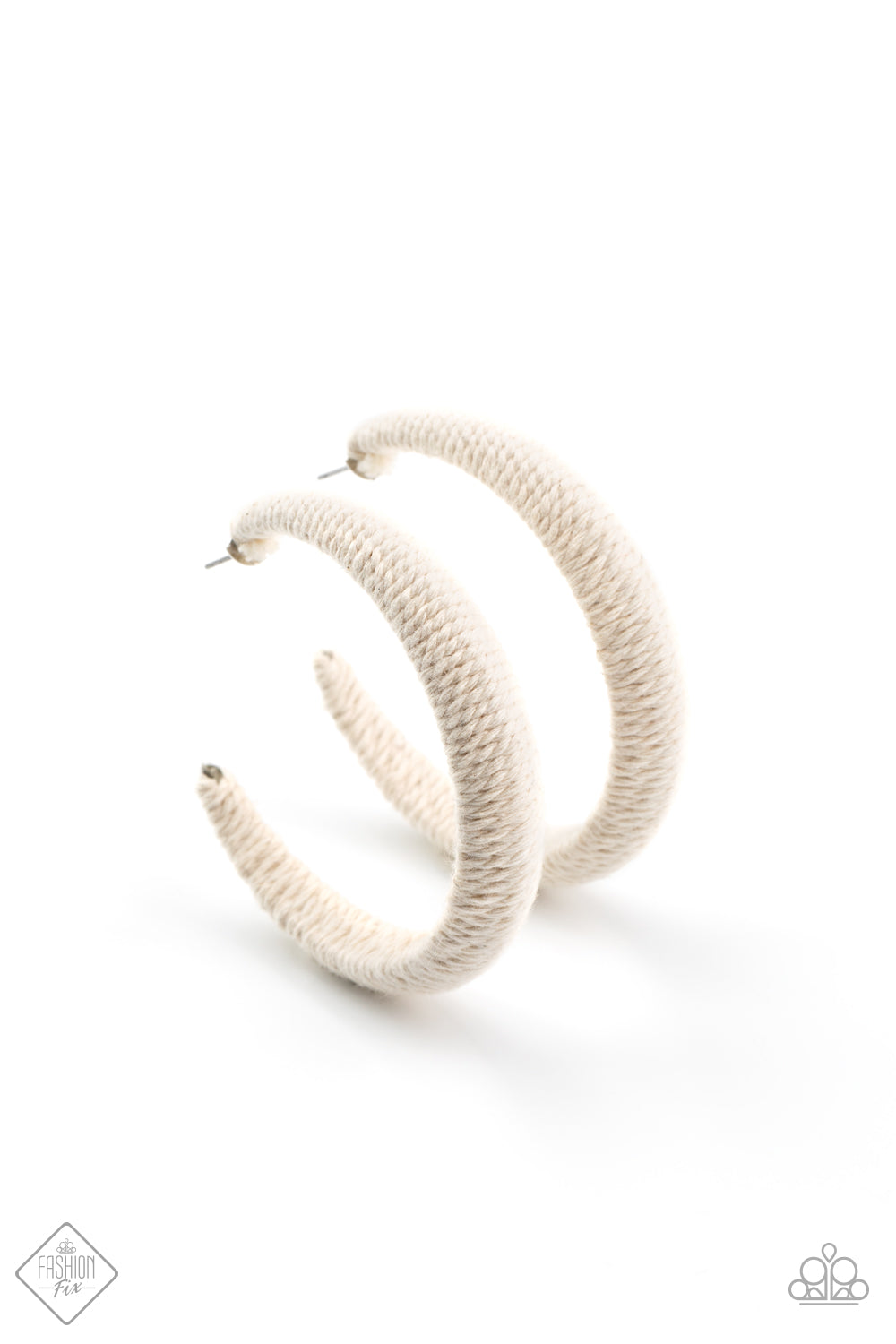 TWINE and Dine - White Hoop Earrings - Paparazzi Accessories - Paparazzi Accessories