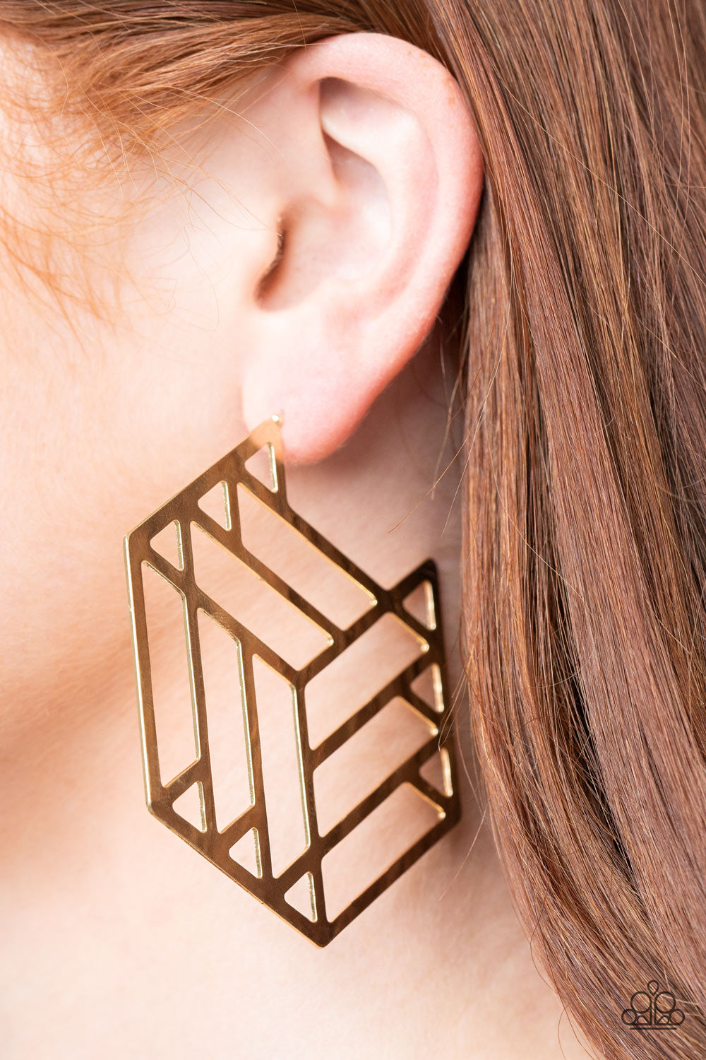Gotta Get GEO-ing - Gold Hoop Earrings - Paparazzi Accessories - Paparazzi Accessories