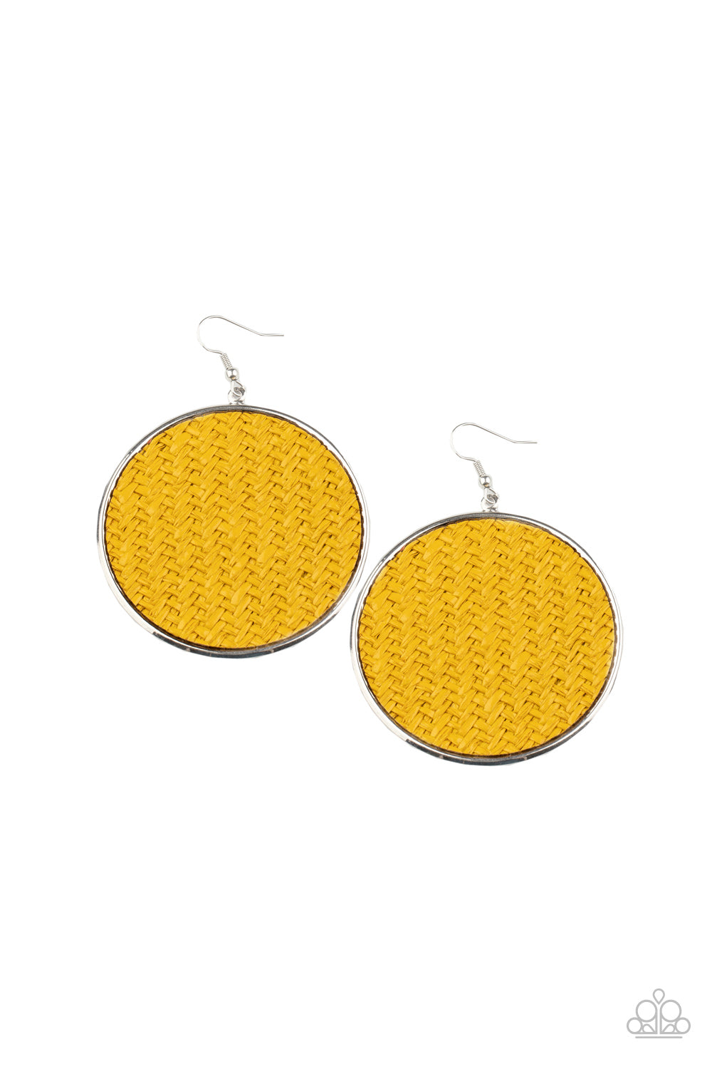 Wonderfully Woven - Yellow Earrings - Paparazzi Accessories - Paparazzi Accessories