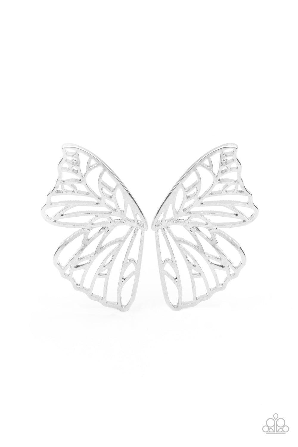 Butterfly Frills - Silver Earrings - Paparazzi Accessories - Paparazzi Accessories