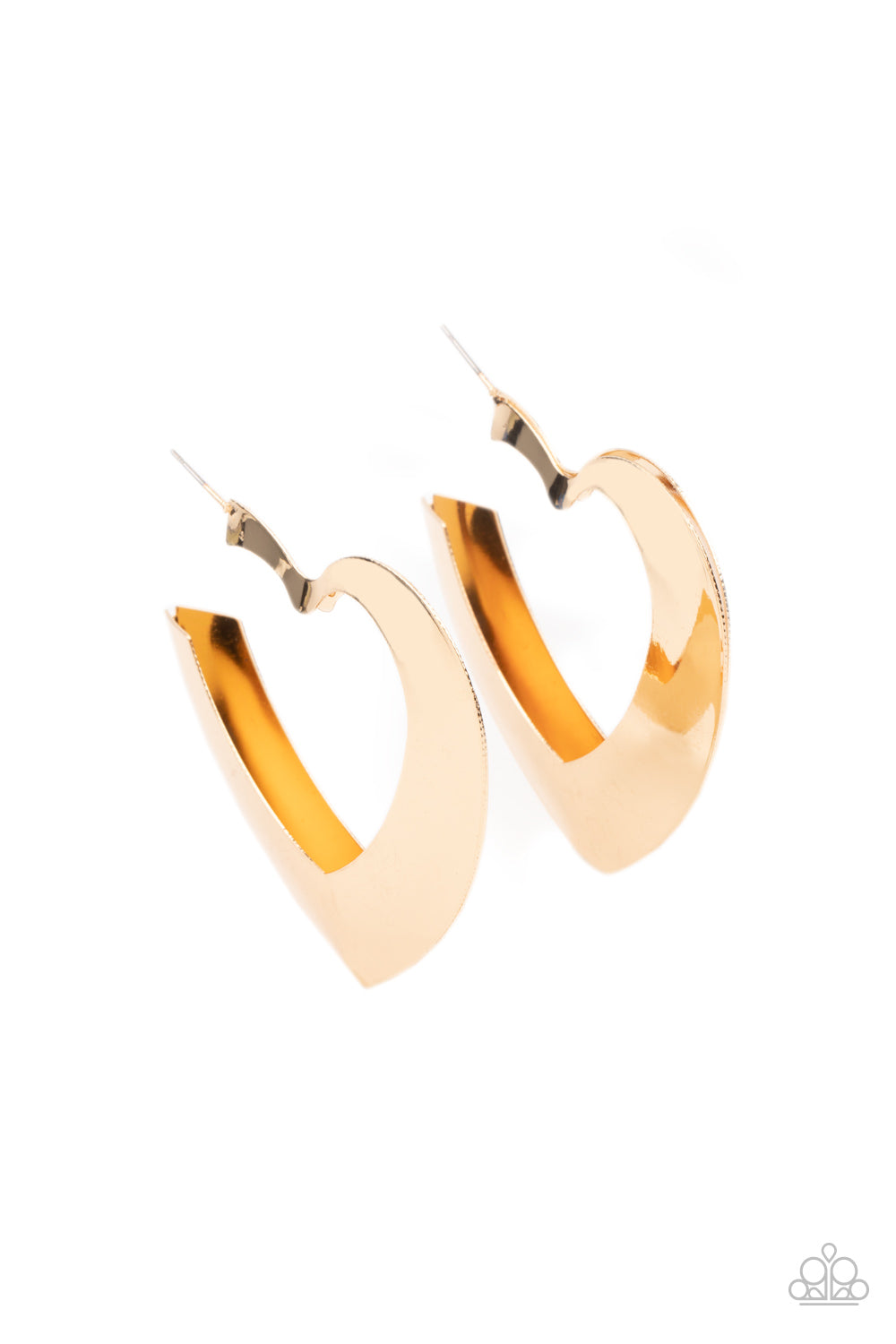 Heart-Racing Radiance - Gold Heart Hoops - Paparazzi Accessories - Paparazzi Accessories