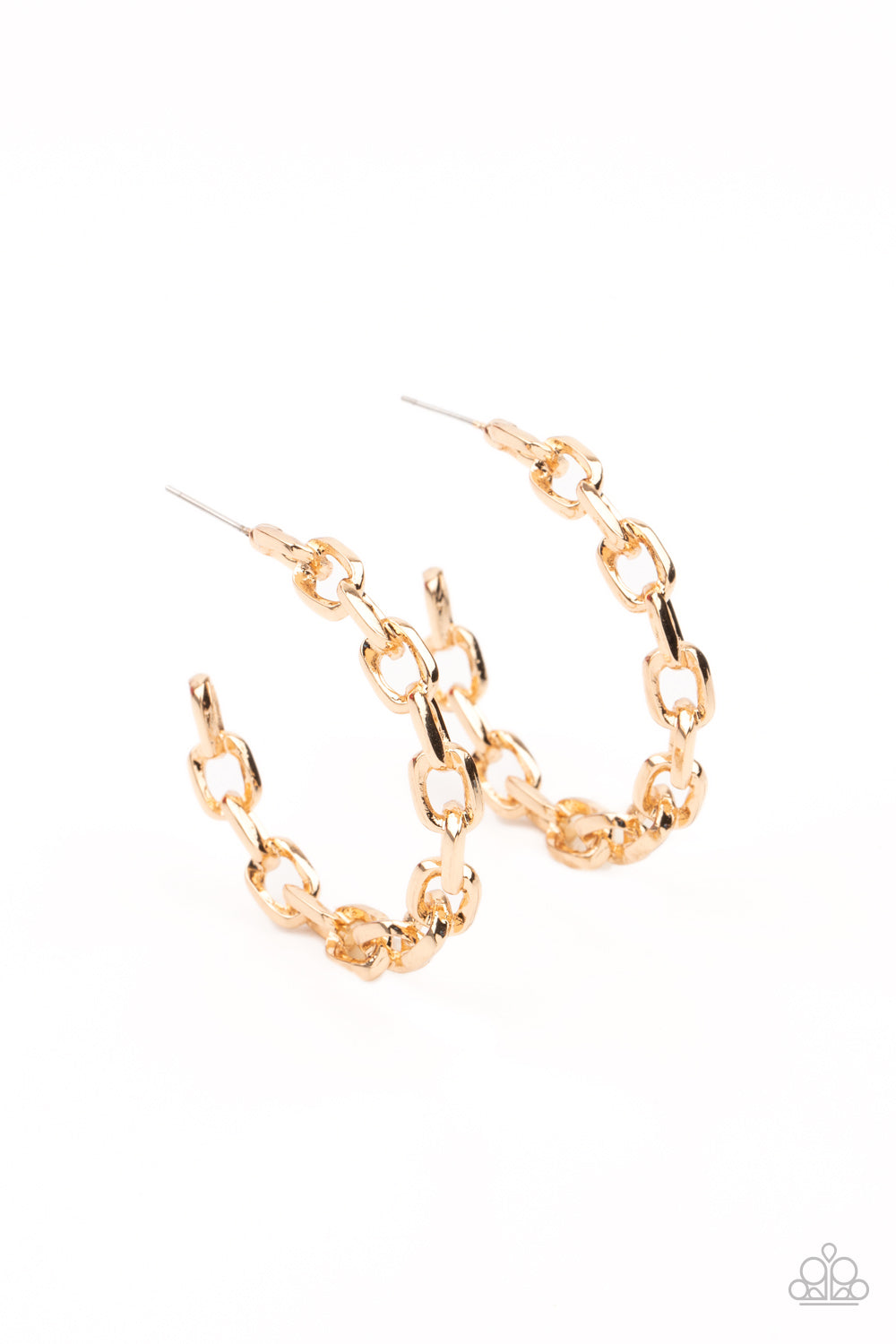 Stronger Together - Gold Hoops - Paparazzi Accessories - Paparazzi Accessories