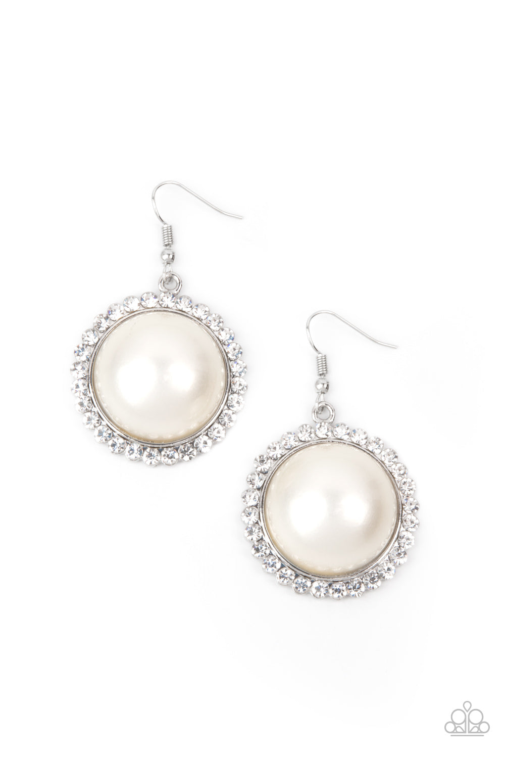 Esteemed Elegance - White Earrings - Paparazzi Accessories - Paparazzi Accessories