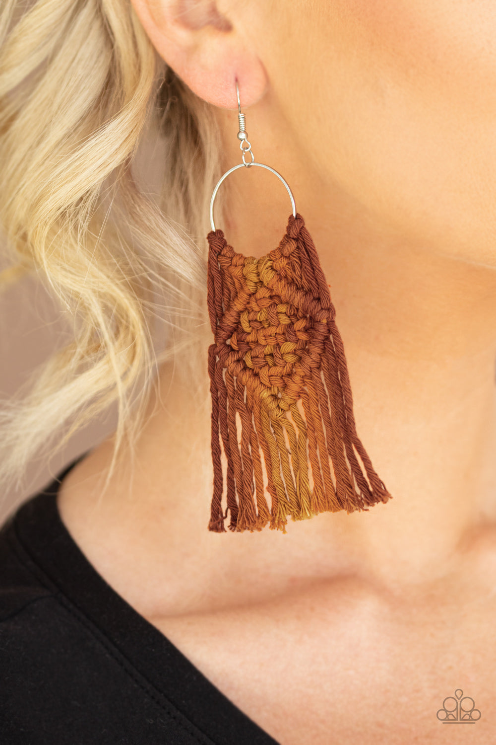 Macrame Rainbow - Brown Earrings- Paparazzi Accessories - Paparazzi Accessories