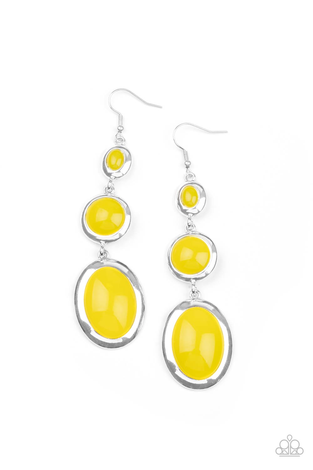 Retro Reality - Yellow Earrings - Paparazzi Accessories - Paparazzi Accessories