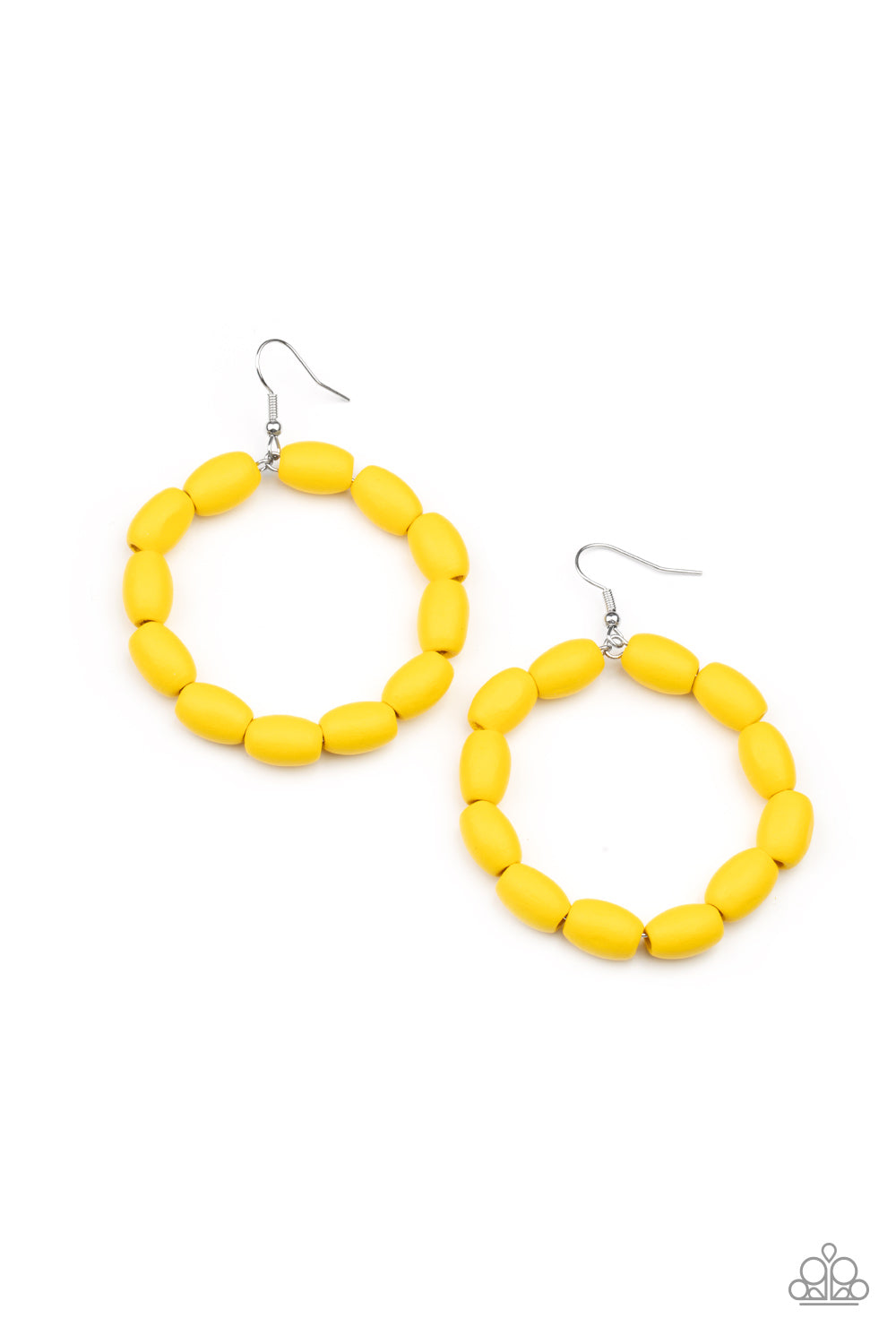 Living The WOOD Life - Yellow Earrings - Paparazzi Accessories - Paparazzi Accessories