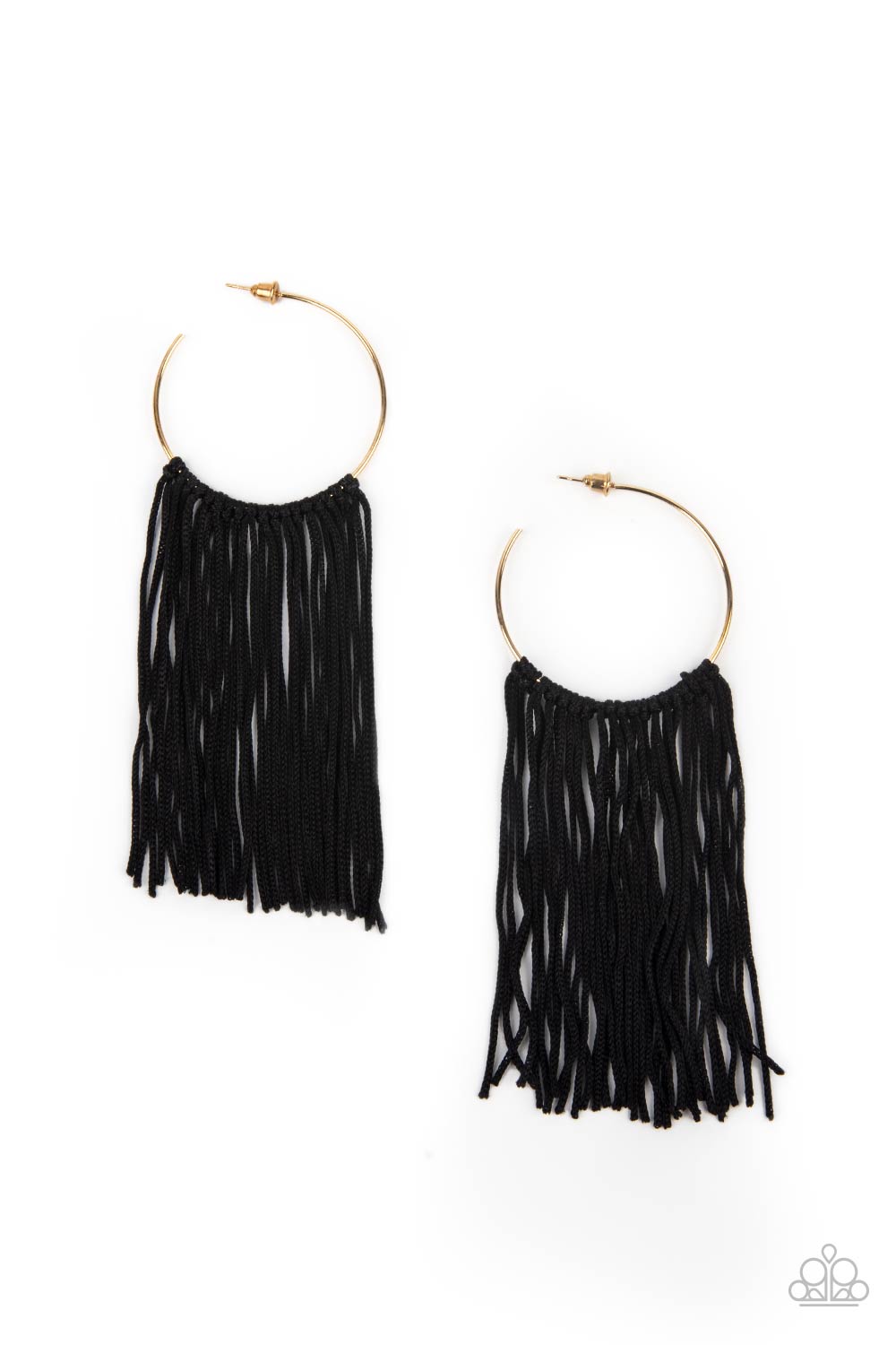 Flauntable Fringe - Gold & Black Earrings - Paparazzi Accessories - Paparazzi Accessories