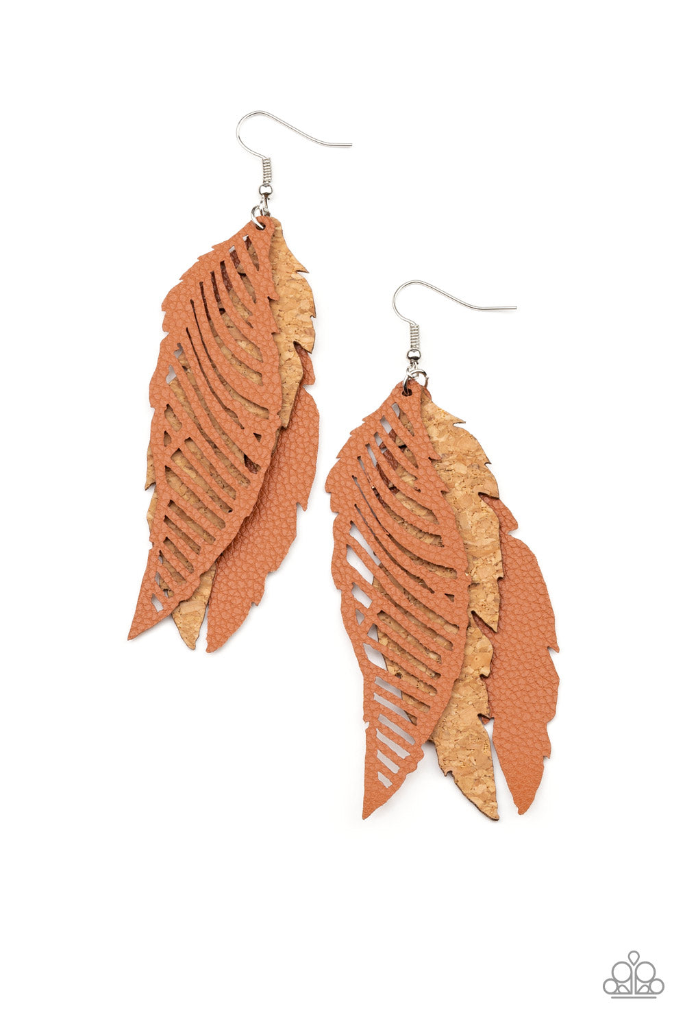 WINGING Off The Hook - Brown Earrings - Paparazzi Accessories - Paparazzi Accessories