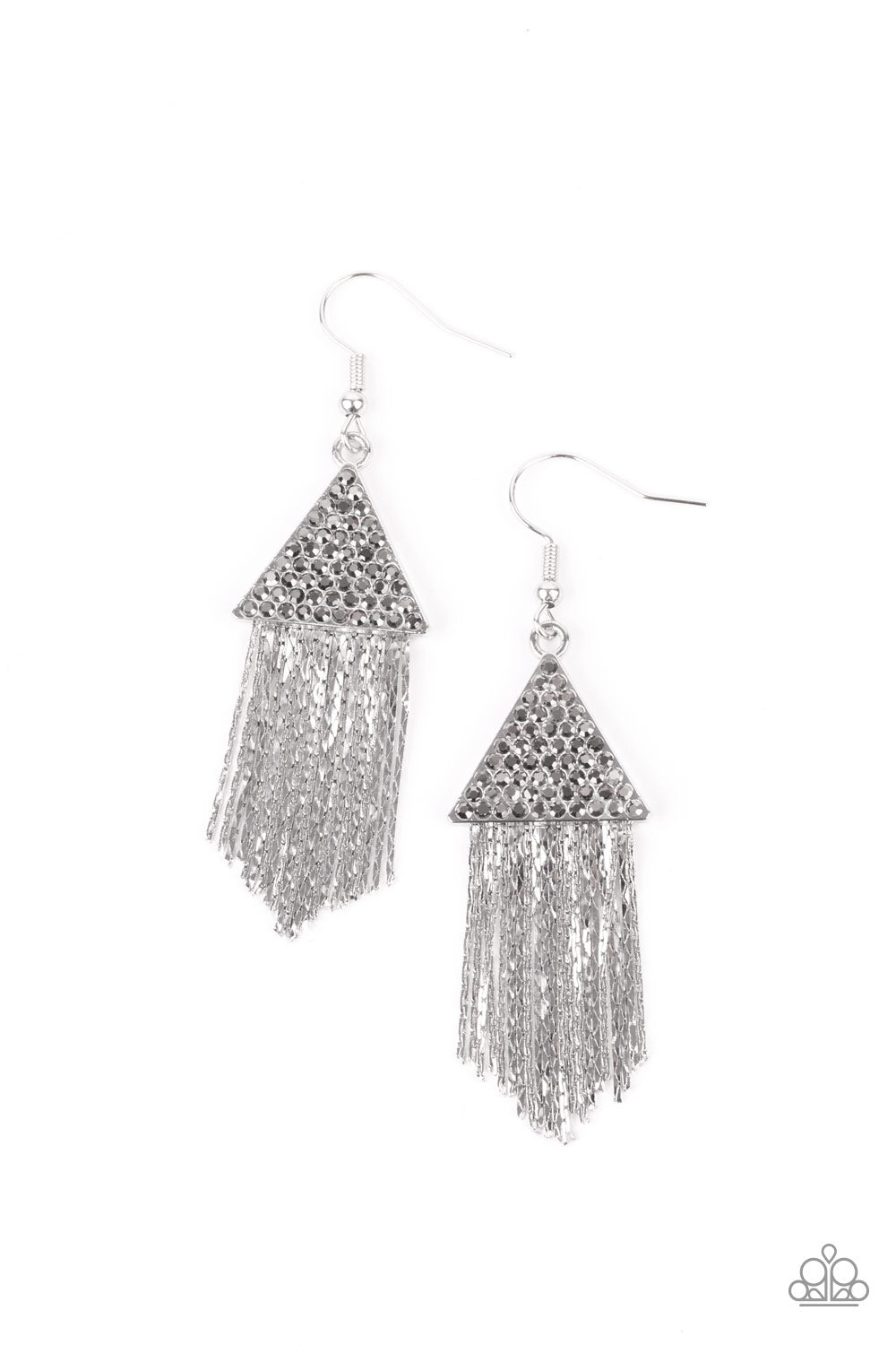 Pyramid SHEEN - Silver Earrings - Paparazzi Accessories - Paparazzi Accessories