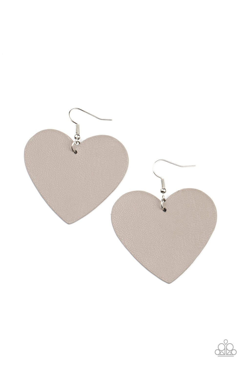 Country Crush - Silver Leather Heart Earrings - Paparazzi Accessories