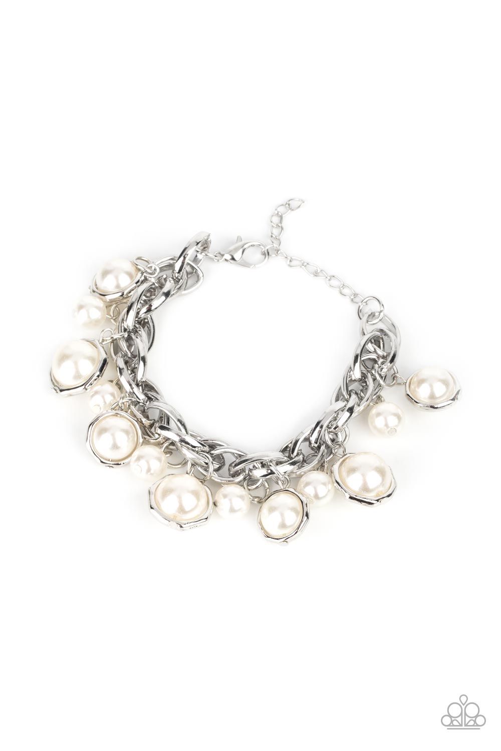 Orbiting Opulence - White Bracelet - Paparazzi Accessories