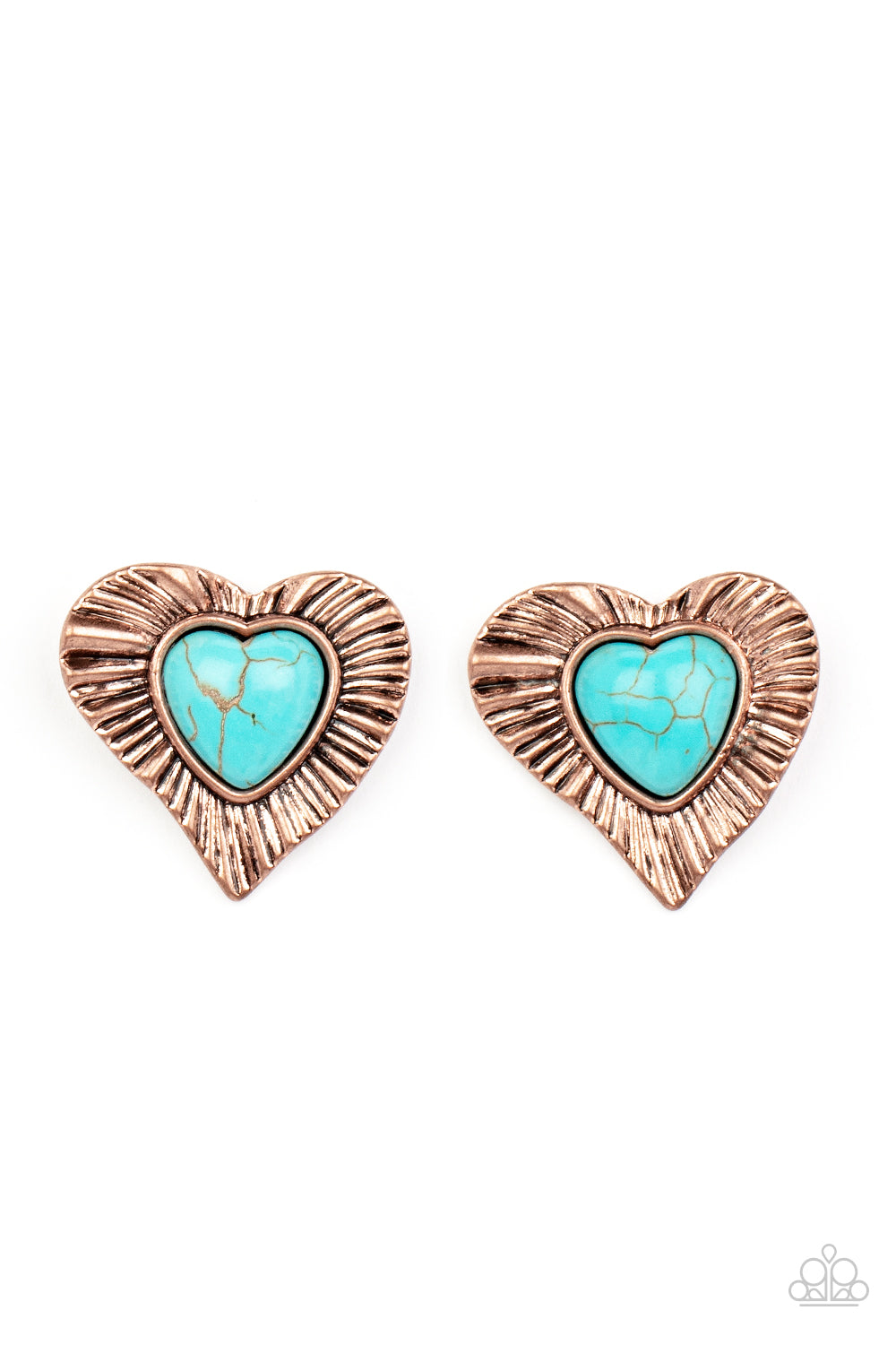 Rustic Romance - Copper & Turquoise Stone Earrings - Paparazzi Accessories