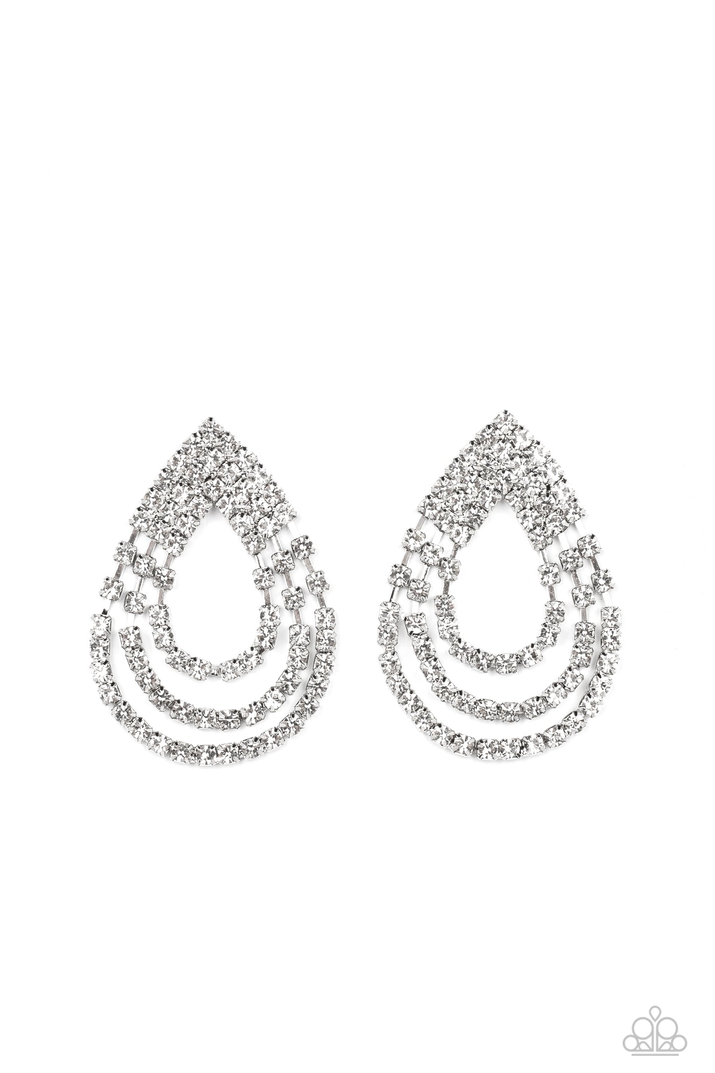 Take a POWER Stance - White Earrings - Paparazzi Accessories