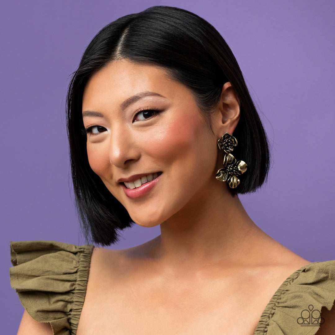 Gilded Grace - Brass Earrings - Paparazzi Accessories