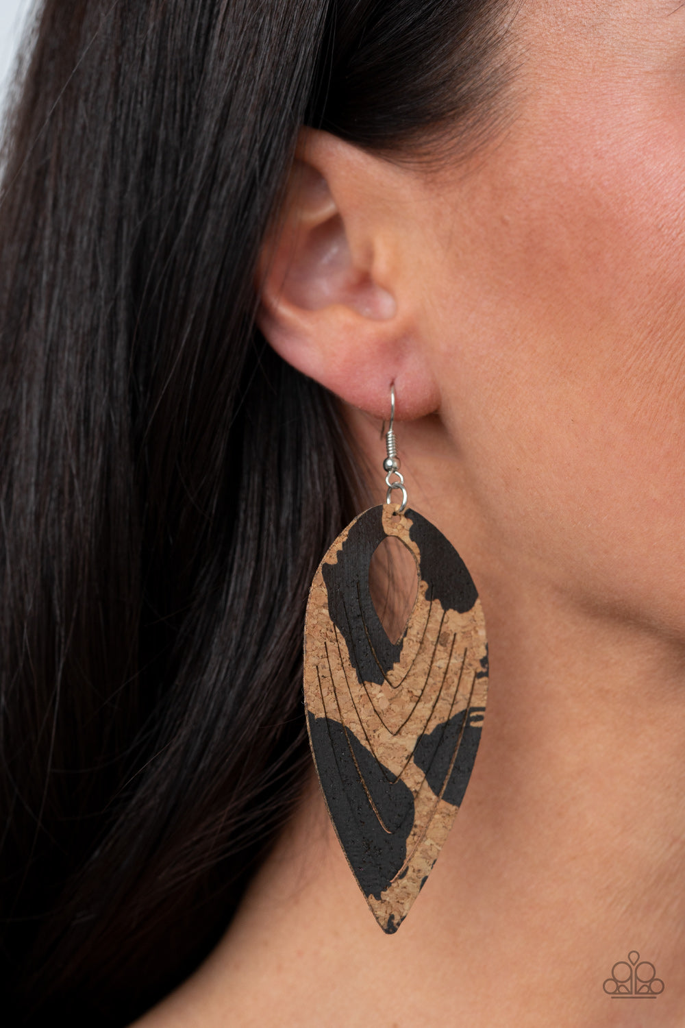 Cork Cabana - Black Earrings - Paparazzi Earrings - Paparazzi Accessories