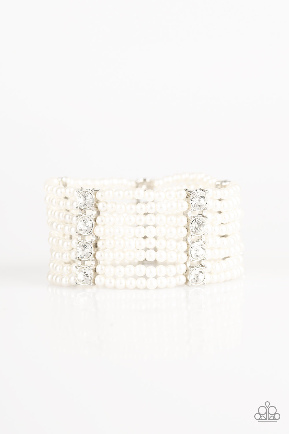 Get In Line - White Bracelet - Paparazzi Accessories) - Paparazzi Accessories
