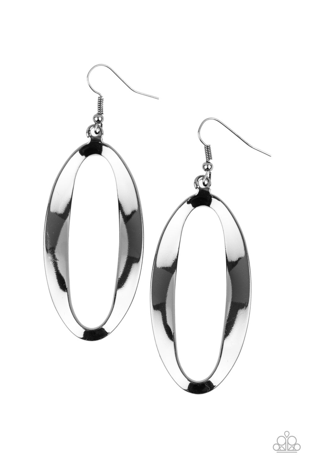 OVAL My Head - Black Earrings- Paparazzi Accessories - Paparazzi Accessories