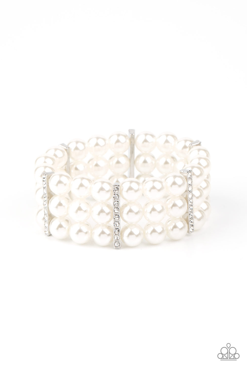 Modern Day Majesty - White Bracelet - Paparazzi Accessories - Paparazzi Accessories