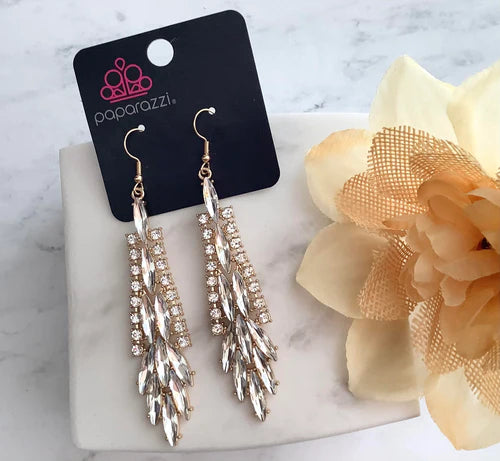 Crown Heiress - Gold Earrings - Fashion Fix Exclusive - Paparazzi Accessories