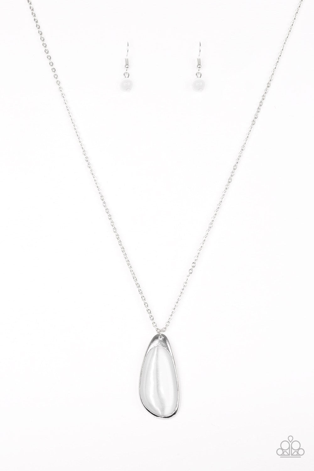 Magically Modern White Moonstone Necklace - Paparazzi Accessories