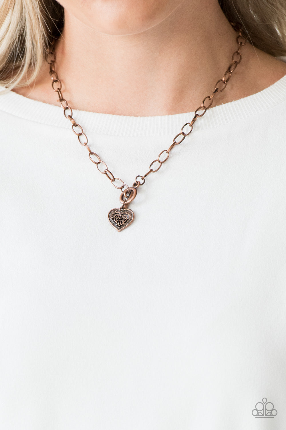 Say No AMOUR - Copper Necklace- Paparazzi Accessories - Paparazzi Accessories