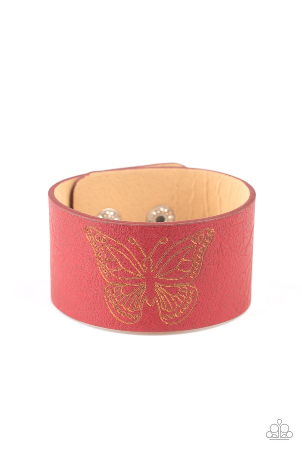 Flirty Flutter - Red Leather Bracelet - Paparazzi Accessories - Paparazzi Accessories