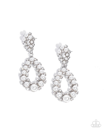 Dapper Debut - White Earrings- Paparazzi Accessories