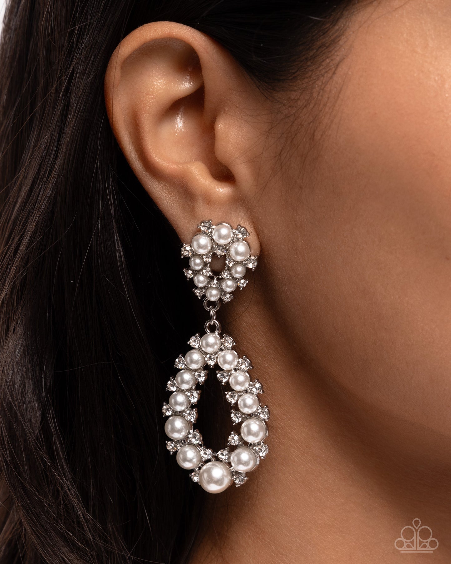 Dapper Debut - White Earrings- Paparazzi Accessories