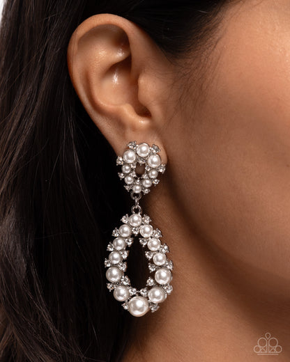 Dapper Debut - White Earrings- Paparazzi Accessories