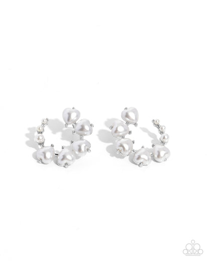 Castle Courting - White Earrings - Paparazzi Accessories