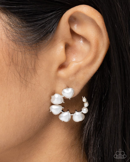 Castle Courting - White Earrings - Paparazzi Accessories